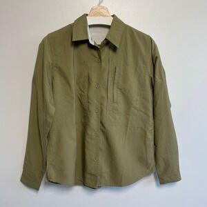Royal Robbins Olive Green Textured Button Up Shirt Long Sleeve Size Small